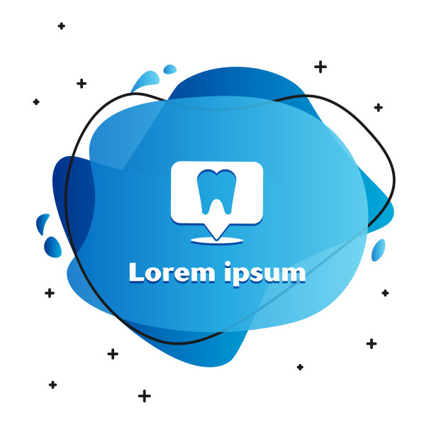 白色牙科诊所位置图标孤立在白色背景上。带有液体形状的抽象横幅。矢量图图片下载