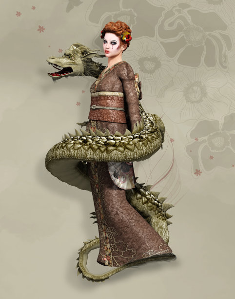 女战士和恶龙图片下载