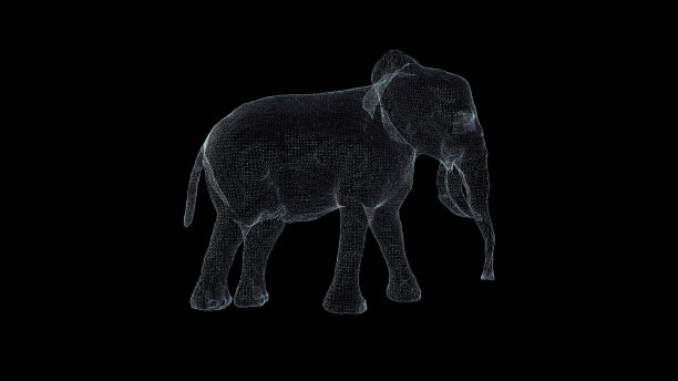 象全息图线框图。漂亮的3D渲染在一个黑色的背景图片下载