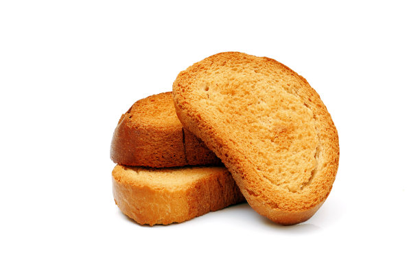 三个孤立在白色背景上的rusks，全景深图片下载