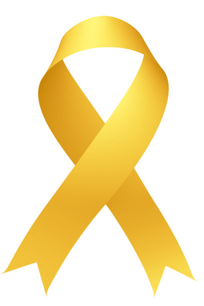 黄丝带国际儿童癌症意识日标志孤立在白色背景上图片下载