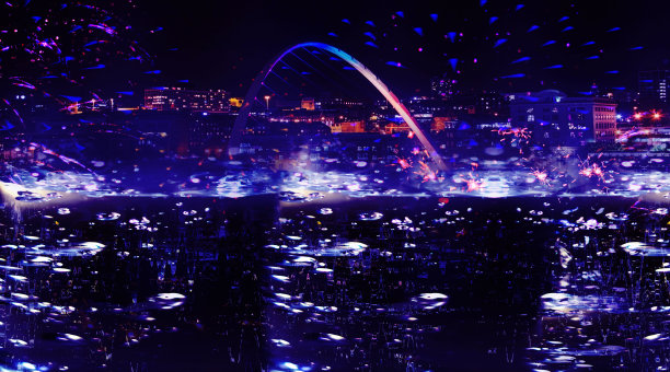 黑暗天空上的烟火表演图片下载