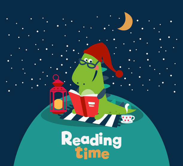 可爱的恐龙看书。有趣的霸王龙图片下载