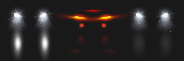 汽车的前灯在雨雪中闪烁图片下载