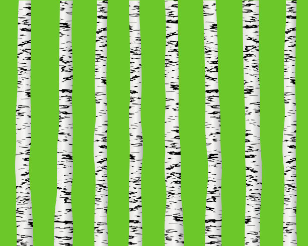 桦树装饰树干图标剪影形状设置。树皮颜色森林艺术织物符号包。矢量插图背景图像。秋、秋、夏图文彩色壁纸系列。图片下载