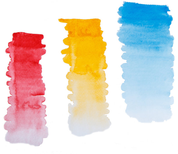 一套手绘水彩渐变笔触。孤立在白色的。图片下载