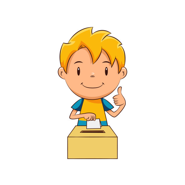 孩子投票，快乐可爱的孩子竖起大拇指图片下载