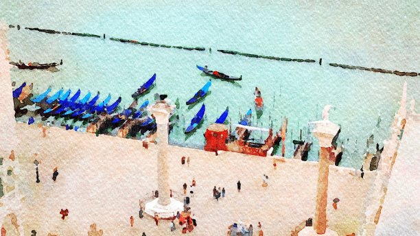 威尼斯的贡多拉和圣马可柱图片下载