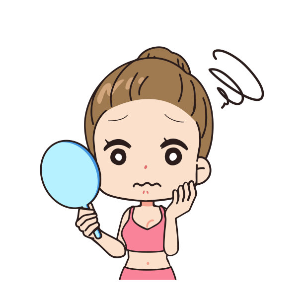 正面视图插图的女人与手镜，上身。图片下载