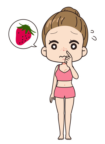 正面观一个患草莓鼻的女人，全身观。图片下载