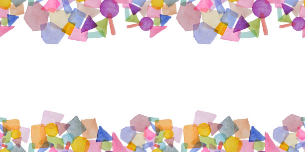 几何形状水彩画在框架模式的白色背景与复制空间图片下载