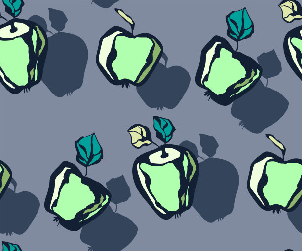 无缝花图案与苹果和花。装饰装饰背景。矢量模式。印刷纺织品，布料，墙纸，剪贴簿图片下载