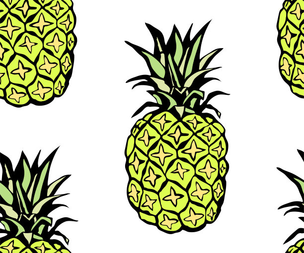 无缝花图案与菠萝和花。装饰装饰背景。矢量模式。印刷纺织品，布料，墙纸，剪贴簿图片下载