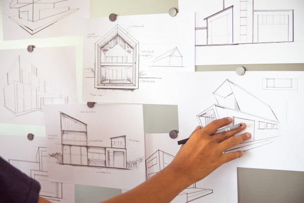 建筑师设计师工程师草图绘制草图工作透视草图设计房屋建设项目图片下载