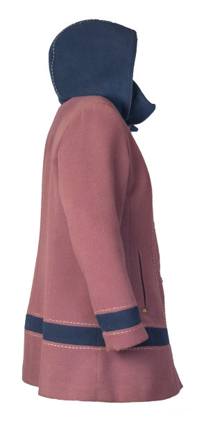 女性的羊毛外套，有一个孤立在白色背景上的兜帽。图片下载