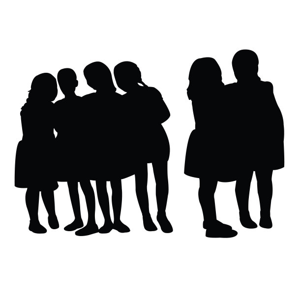 所有的孩子在一起，剪影向量图片下载