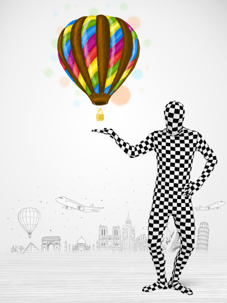 穿着全套衣服拿着气球的人图片下载