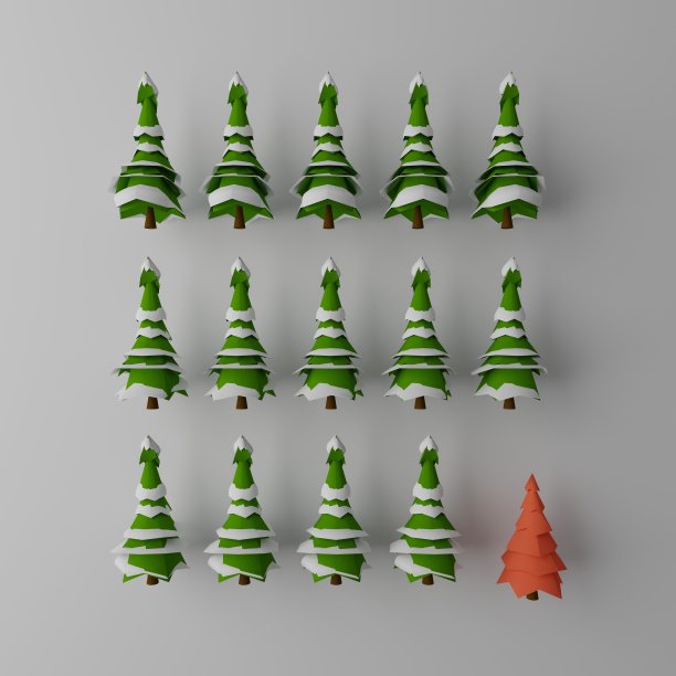 圣诞树集合/设置在白色背景图片下载