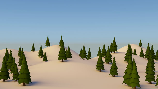 多边形的山脉和树木图片下载