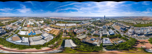 塞维利亚世界博览会360度无天空全景鸟瞰图图片下载