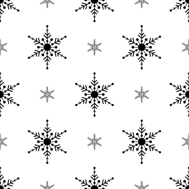 黑色雪花无缝图案。白色背景。圣诞节募捐。矢量图图片下载