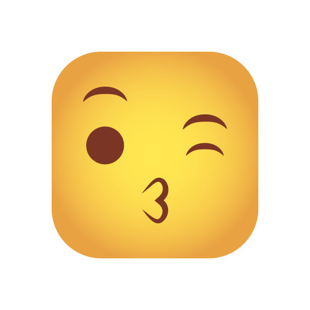 方形表情符号亲吻脸的角色图标图片下载