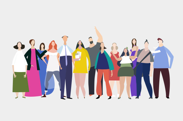 很多人在排队，排队。集合行动中的人。图片下载