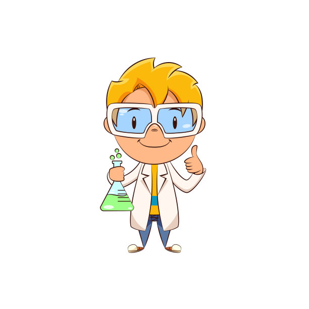 科学家竖起大拇指的姿势，快乐可爱的孩子图片下载
