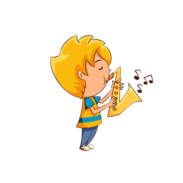 吹萨克斯的孩子，可爱的孩子图片下载