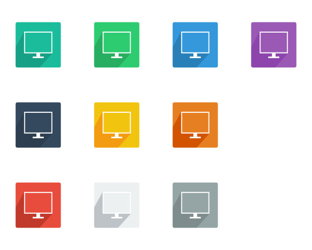 显示器屏幕PC图标平面风格矢量插图图片下载