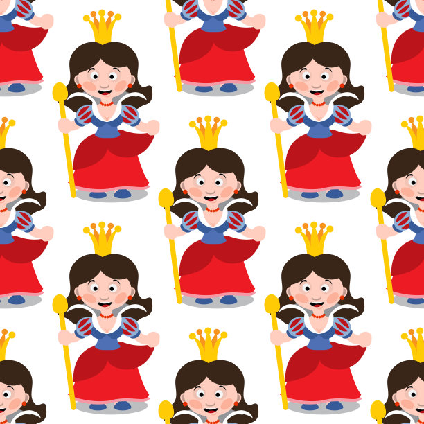 无缝模式与卡通皇后。图片下载