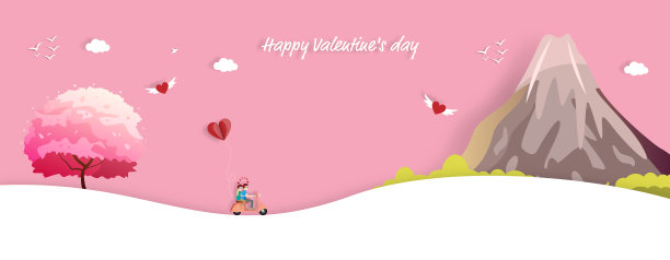 情人节快乐与幸福的夫妇是骑摩托车在情人节的背景-矢量插图。图片下载