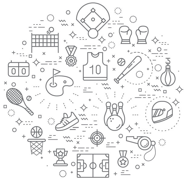 简单的运动相关的矢量线插图。图片下载