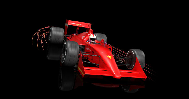 一般的红色赛车在黑色背景上超速。3D插图渲染图片下载