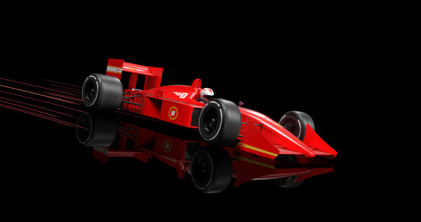 一般的红色赛车在黑色背景上超速。3D插图渲染图片下载