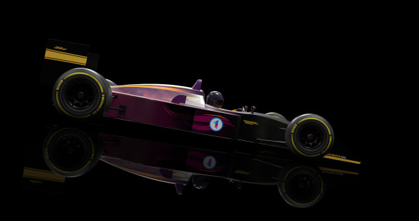 一般赛车超速在黑色背景。3D渲染图片下载
