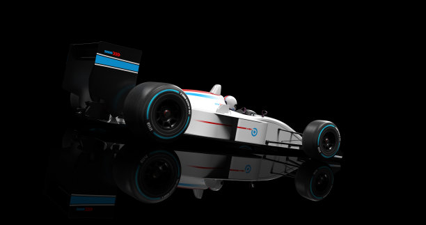 普通的白色赛车在黑色背景上超速。3D渲染图图片下载