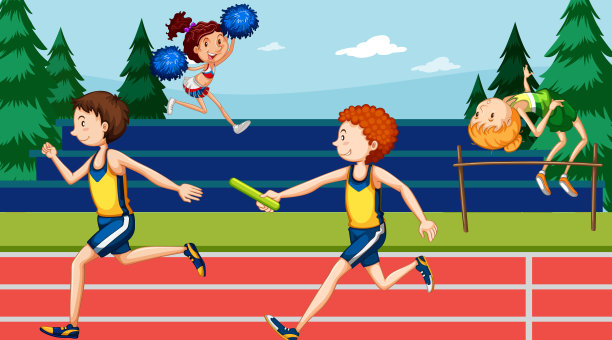 运动员在跑道上跑步的背景场景图片下载