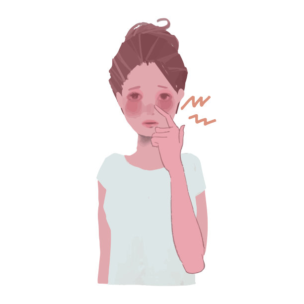 矢量插图妇女遭受瘙痒或晒伤或炎症的脸图片下载