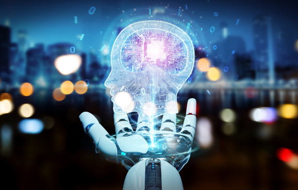 电子人模糊背景创建人工智能3D渲染图片下载