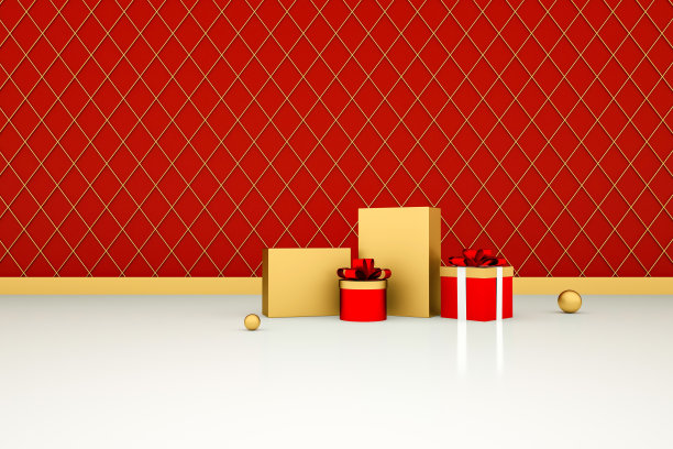 用于商业广告的红色几何背景的3D渲染图片下载