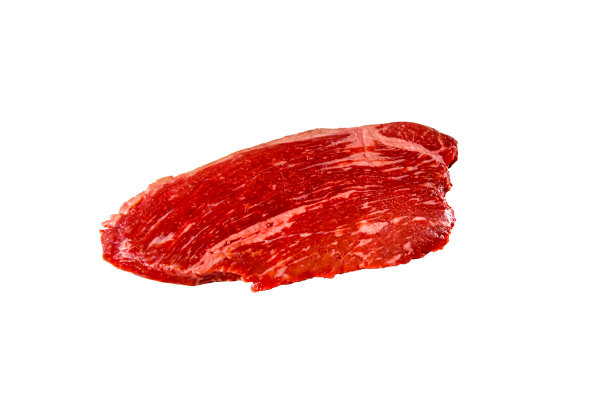 臀帽，上沙朗帽，库洛牛排，Picanya大理石牛排上的白色背景。孤立。图片下载