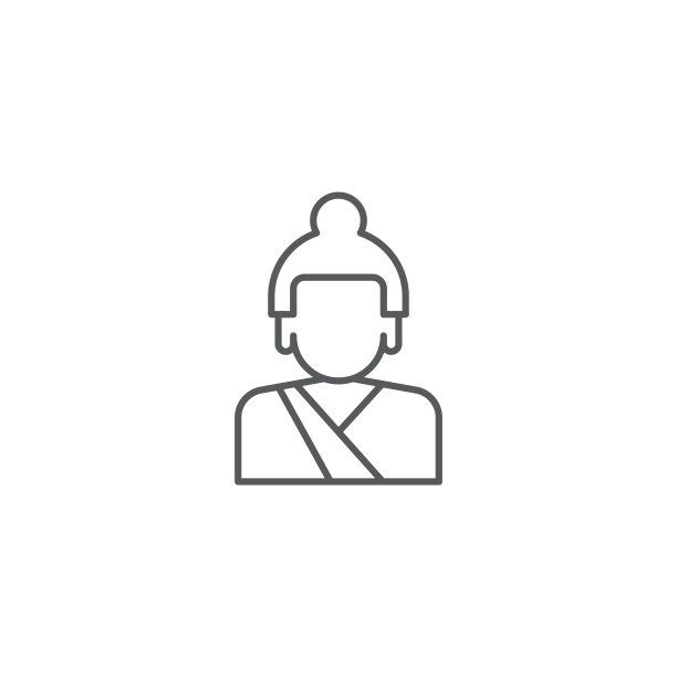 亚洲僧人矢量图标符号孤立在白色背景图片下载