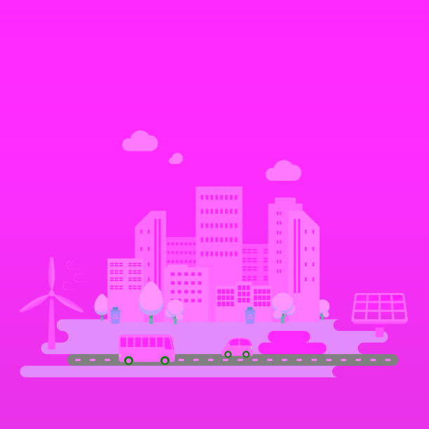 现代城市清洁能源插画、平面设计。图片下载