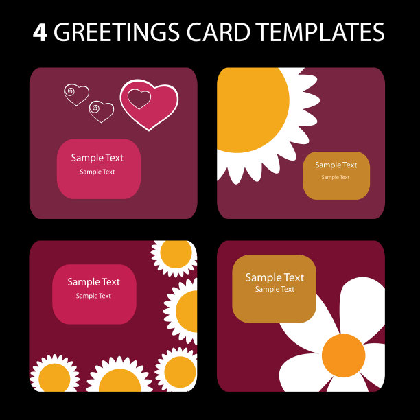 情人节贺卡模板套装图片下载