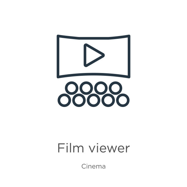 电影观众图标。薄线性电影观看器轮廓图标孤立的白色背景从电影集合。线矢量电影观众符号，符号为网络和移动图片下载