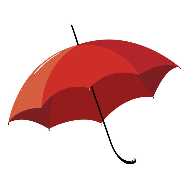 打开了一把黑色把手的红色雨伞。矢量插图。素材图片