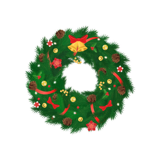 圣诞针叶云杉花环病媒孤立图片下载