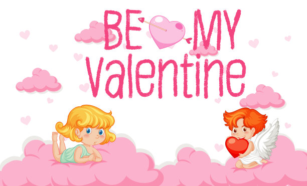 情人节主题，丘比特在天空中飞翔图片下载