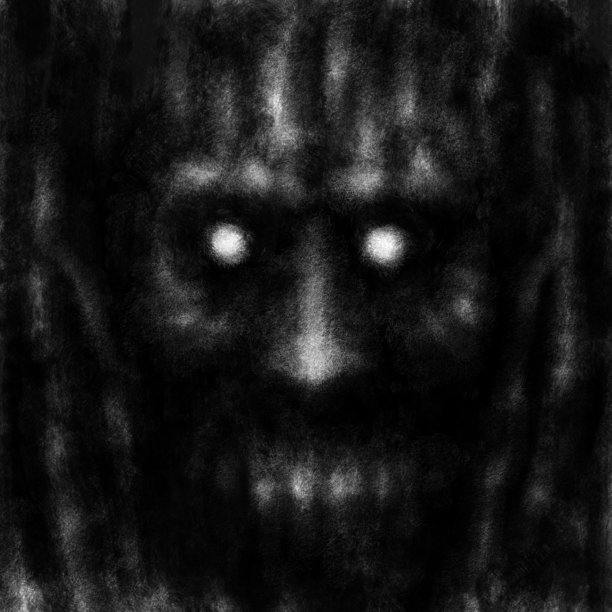 可怕的抽象的黑色脸。黑白插图图片下载